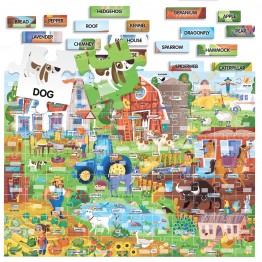 Puzzle Ferma 100 de cuvinte, engleza nivel simplu Montessori Headu